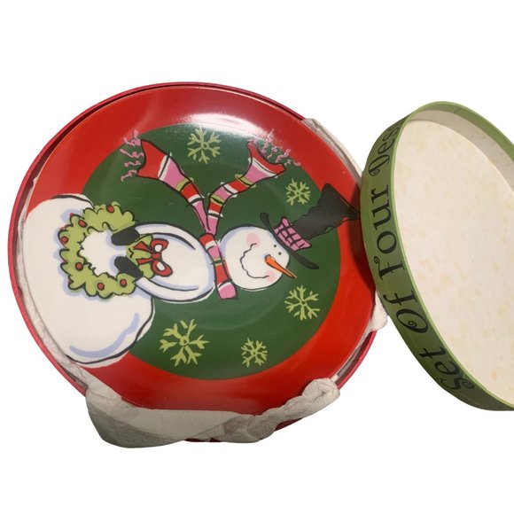 Santa’s Workbench Dessert Ceramic Plates With Case For Christmas Dining Set of 4 - Picture 3 of 9